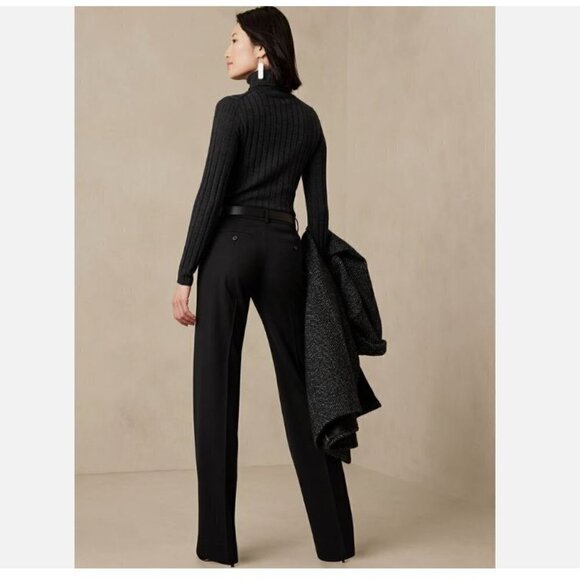 Banana Republic Siena Straight Black ITALIAN WOOL Pants Size 8 PETITE MSRP $150 - Picture 5 of 10